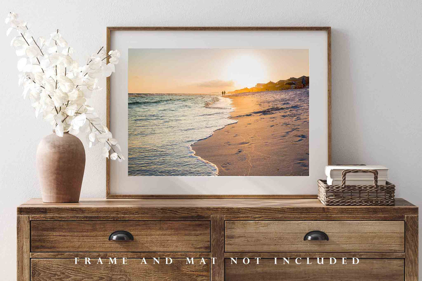 Coastal Photography Print - Wall Art Picture of People Walking Along Beach Leaving Footprints in Sand in Destin Florida Gulf Coast Decor