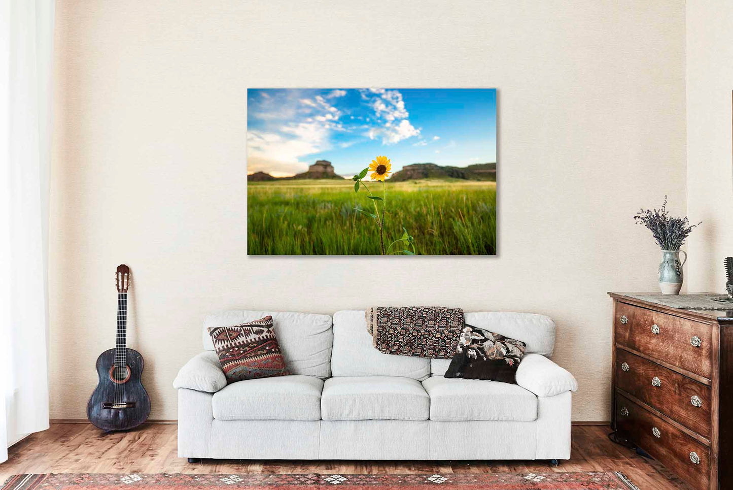Sunflower Canvas | Prairie Gallery Wrap | Great Plains Photography | Nebraska Landscape Wall Art | Nature Decor | Ready to Hang
