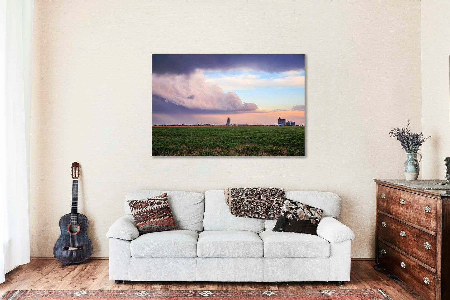 Storm Clouds Over Town Metal Print | Great Plains Photography | Rural Wall Art | Texas Panhandle Photo | Country Decor | Ready to Hang