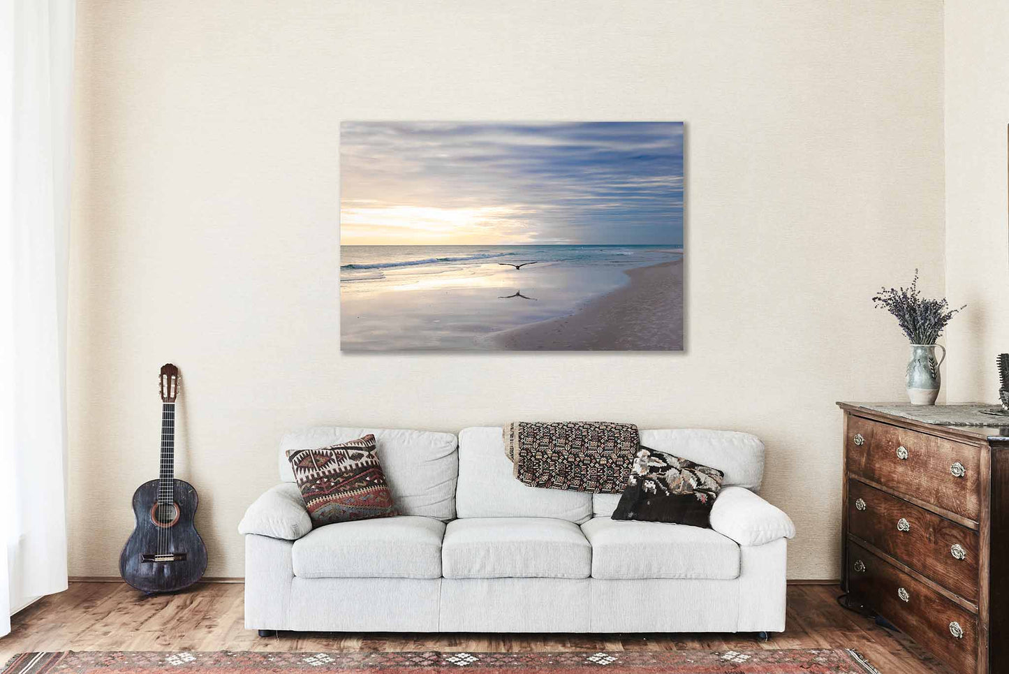 Sea Bird Flying Over Waves at Pensacola Beach Florida Canvas Wall Art | Gulf Coast Photography Coastal Decor