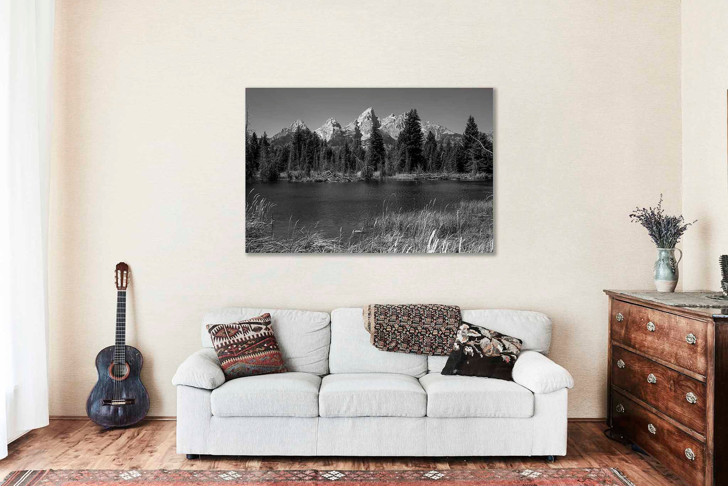 Grand Tetons Metal Print | Black and White Photography | National Parks Wall Art | Wyoming Landscape Photo | Rocky Mountain Decor | Ready to Hang