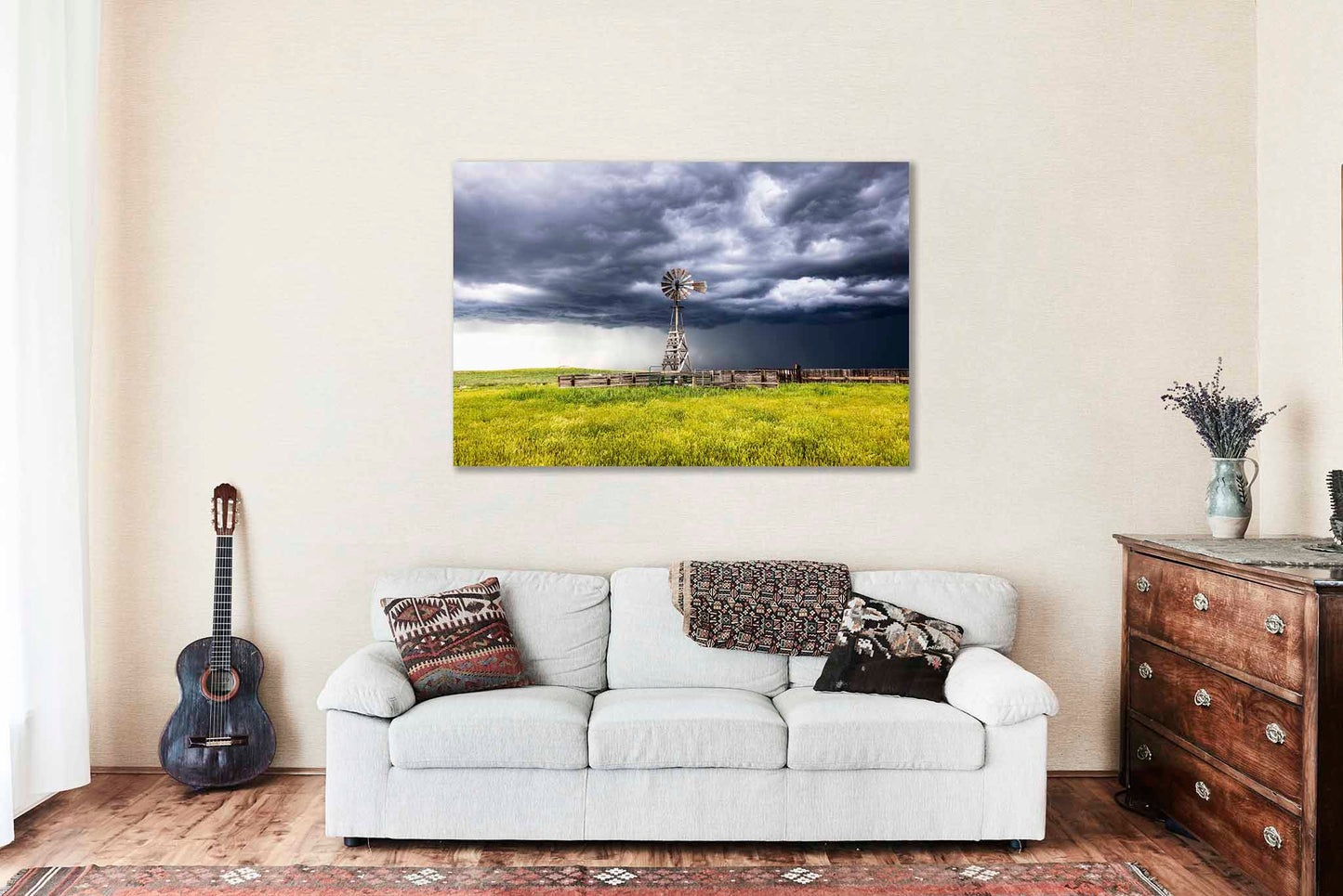 Old Windmill Canvas | Northern Plains Gallery Wrap | Western Photography | Wyoming Landscape Wall Art | Farm and Ranch Decor | Ready to Hang