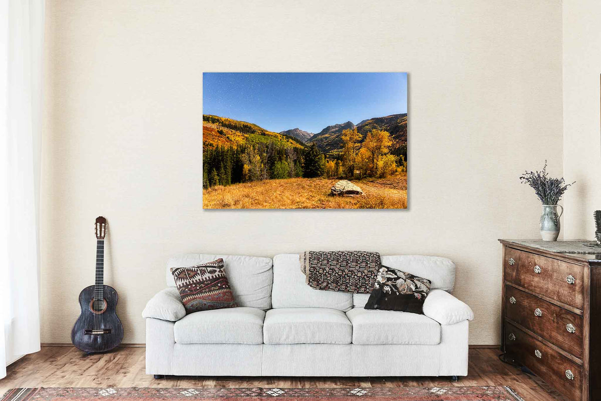 Starry Night Sky Over Mountains in Colorado Metal Print Wall Art | Autumn Landscape Photography Rocky Mountain Decor