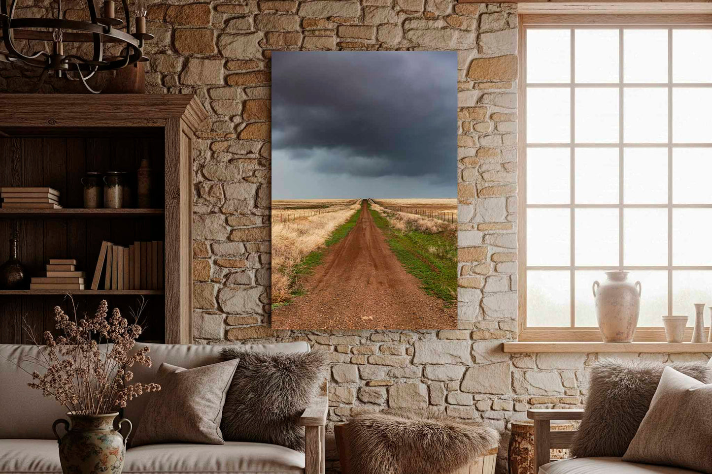 Dirt Road Canvas | Vertical Country Gallery Wrap | Storm Photography | Texas Wall Art | Farmhouse Decor | Ready to Hang