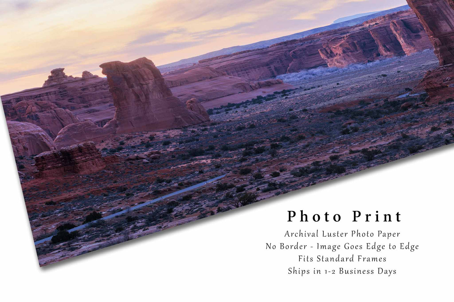 Southwestern Photography Print - Picture of Sandstone Cliff Walls at Sunset in Arches National Park Utah Desert Wall Art Western Decor
