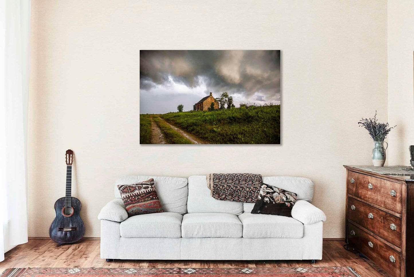 Abandoned House Canvas | Old Homestead Gallery Wrap | Storm Clouds Photography | Oklahoma Wall Art | Rustic Country Decor | Ready to Hang
