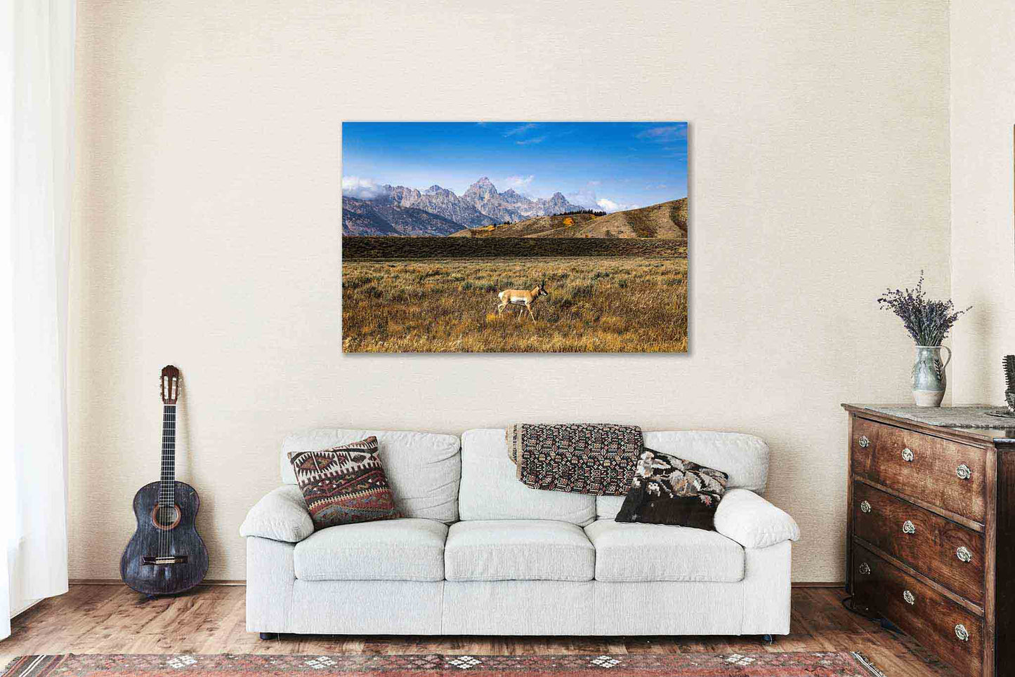 Pronghorn Antelope Canvas | Wildlife Gallery Wrap | Grand Teton Photography | Wyoming Wall Art | Nature Decor | Ready to Hang