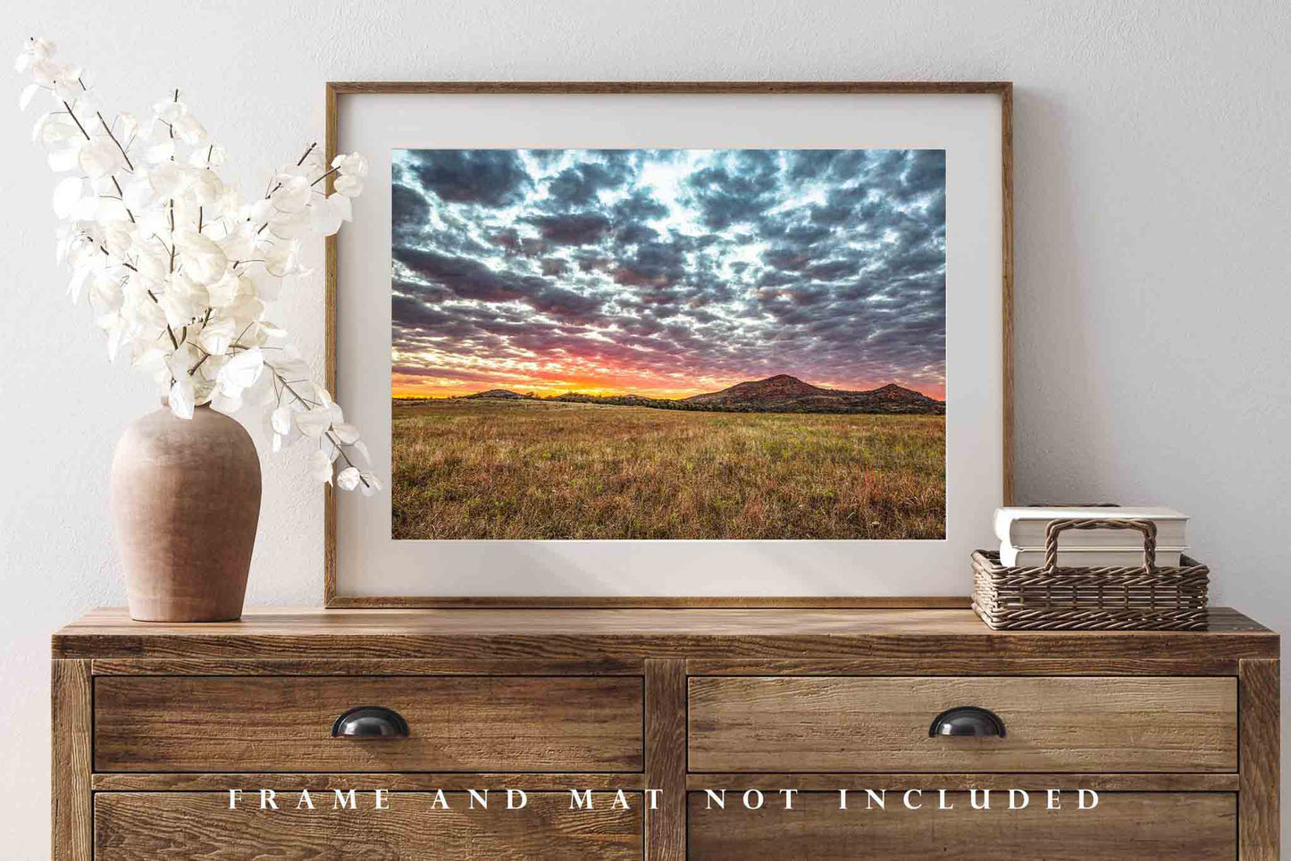 Landscape Photography Print - Wall Art Picture of Scenic Sunset Over Wichita Mountains near Lawton in Southwest Oklahoma Scenery Decor