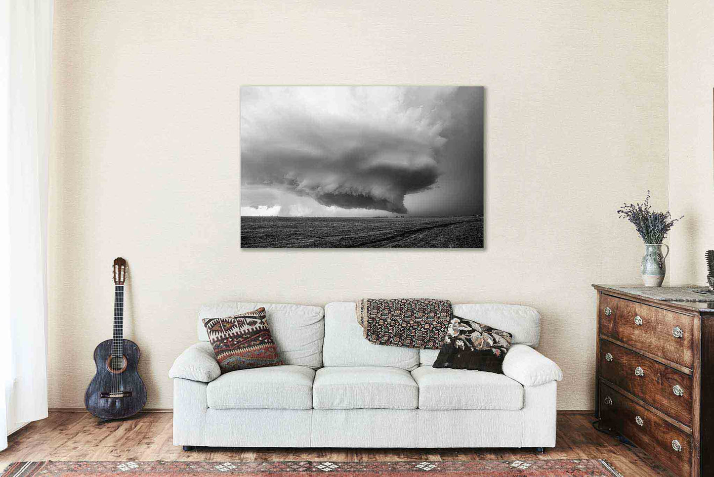 Storm Metal Print | Black and White Photography | Supercell Thunderstorm Wall Art | Kansas Photo | Weather Decor | Ready to Hang