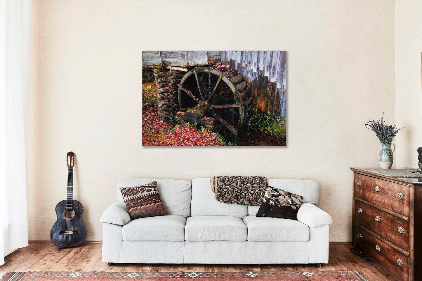 Grist Mill Wheel Canvas | Country Gallery Wrap | Great Smoky Mountains Photography | Tennessee Wall Art | Rustic Decor | Ready to Hang