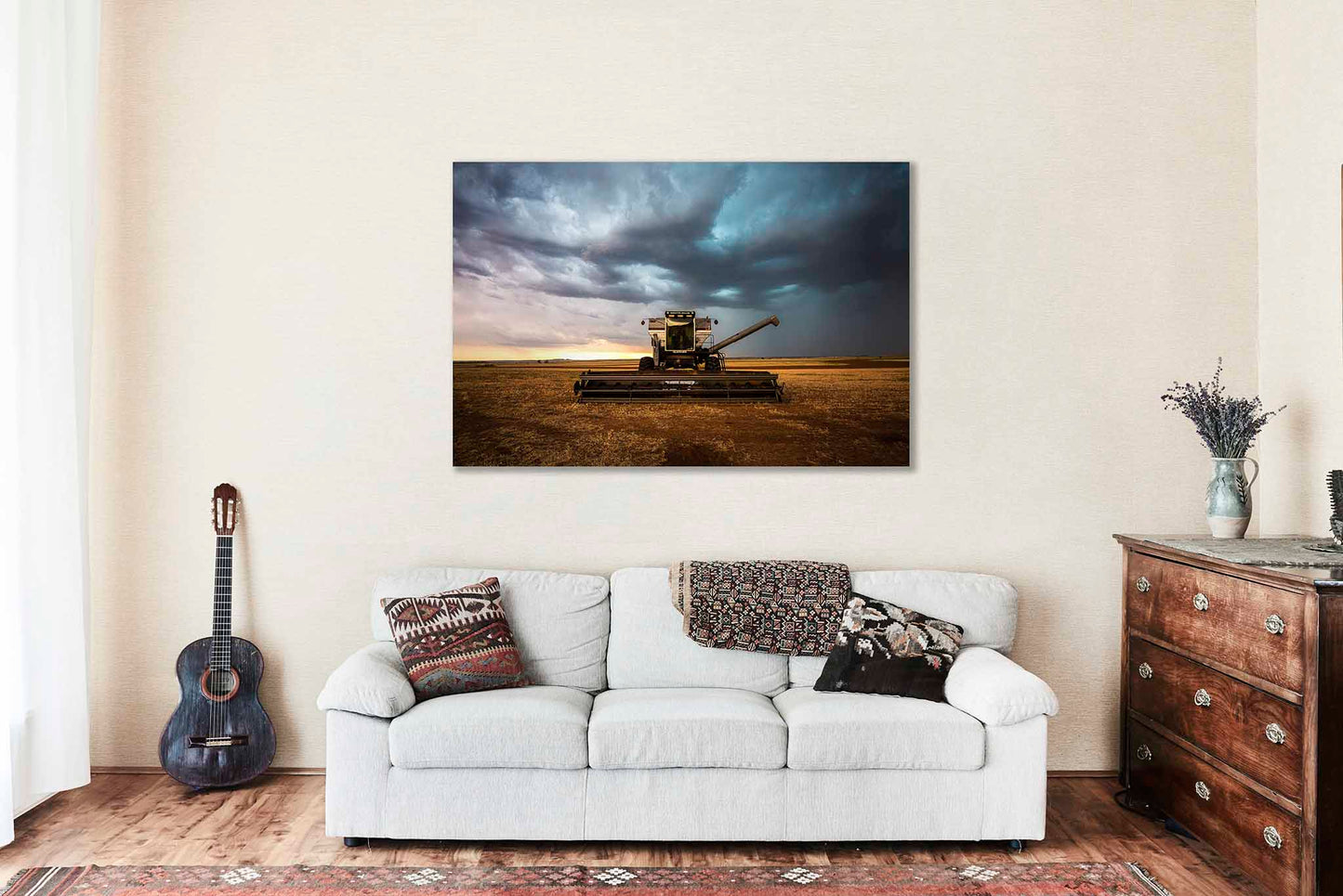 Combine Canvas | Swather Gallery Wrap | Farm Photography | Oklahoma Wall Art | Farmhouse Decor | Ready to Hang