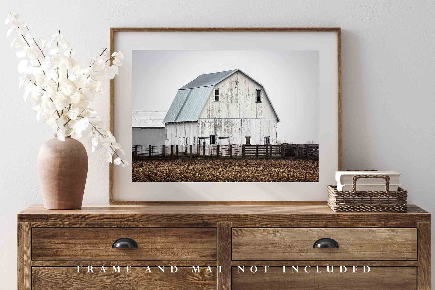 White Barn Photography Print | Farm Picture | Illinois Wall Art | Country Photo | Farmhouse Decor | Not Framed