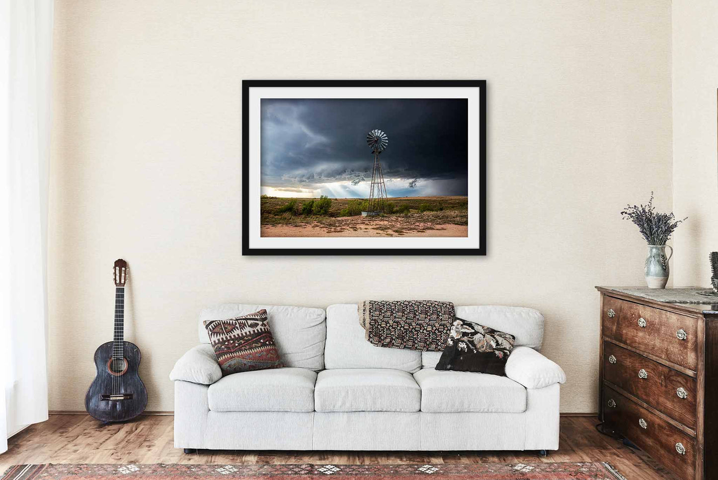 Windmill Framed and Matted Print | Storm Photo | Thunderstorm Decor | Texas Photography | Farmhouse Wall Art | Ready to Hang