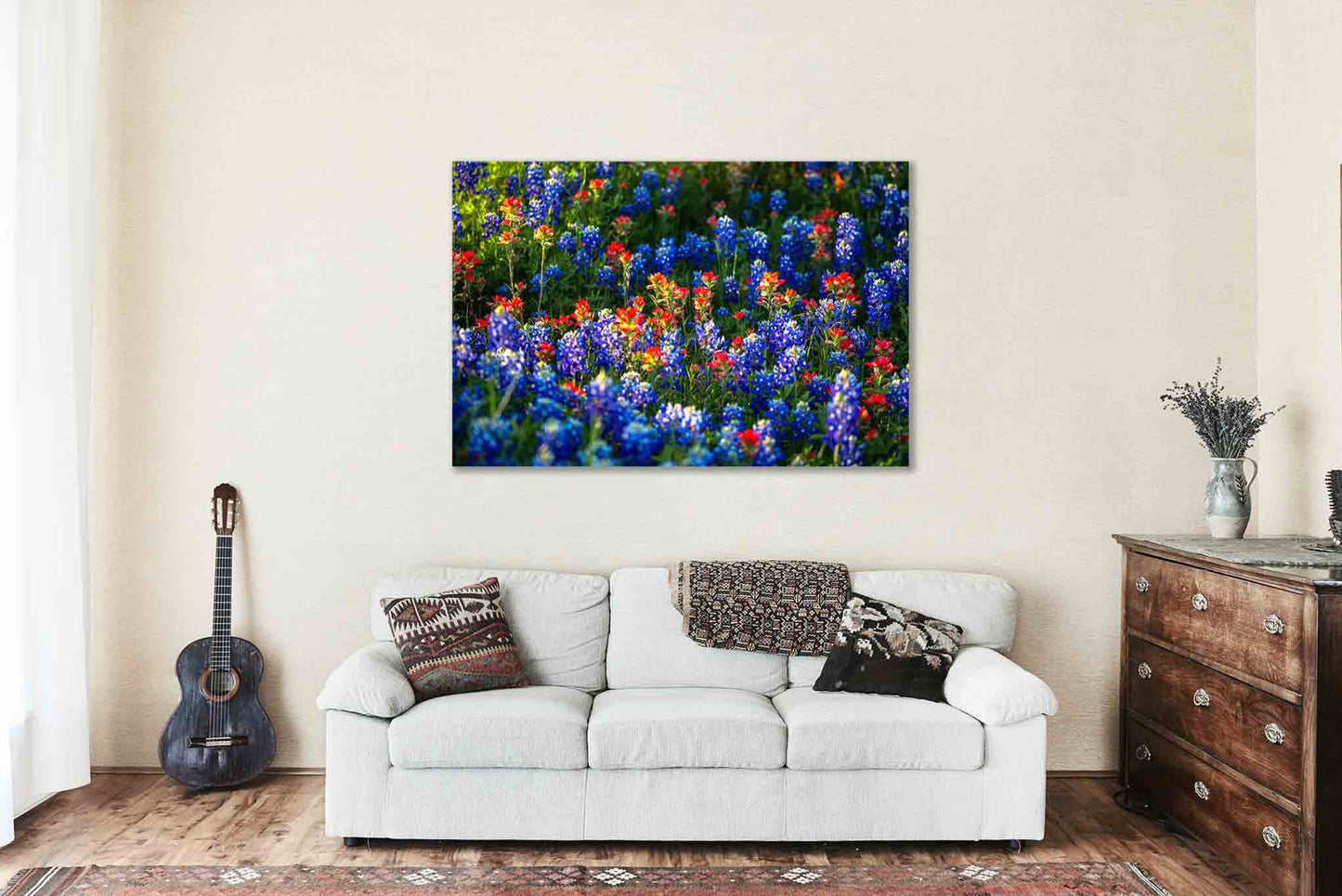Wildflowers Metal Print | Texas Bluebonnets Indian Paintbrush Flowers Botanical Floral Wall Art Nature Decor