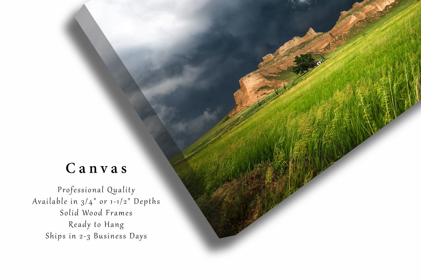 Canvas Wall Art | Stormy Sky over Bluff Photo | Landscape Gallery Wrap | Nebraska Photography | Western Picture | Great Plains Decor