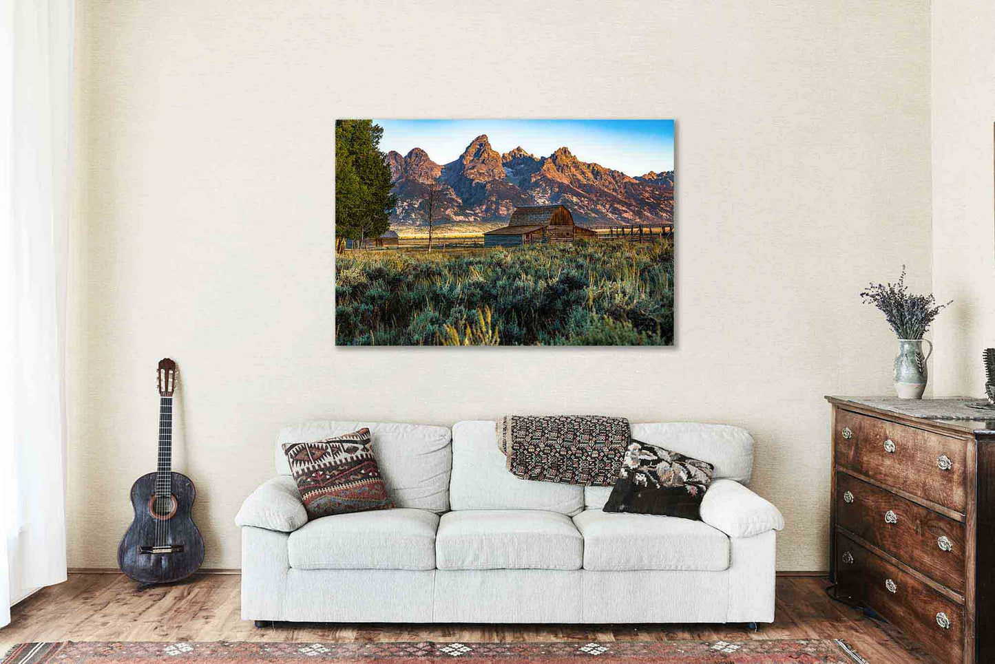 Grand Teton Canvas | Moulton Barn Gallery Wrap | Rocky Mountain Photography | Wyoming Landscape Wall Art | Western Decor | Ready to Hang