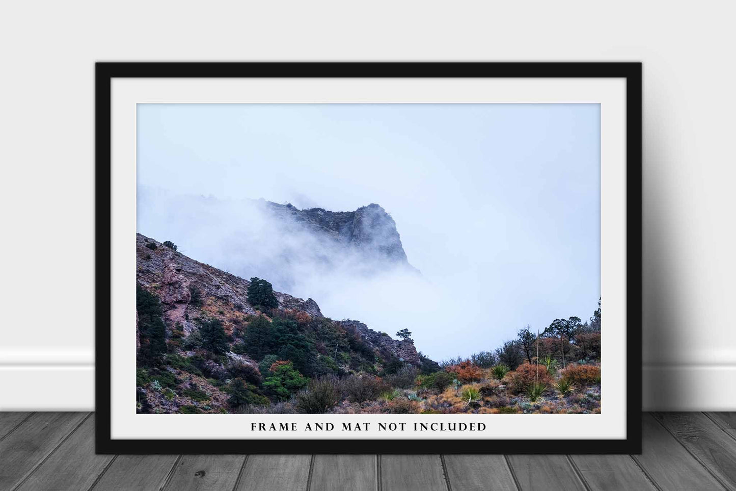 Big Bend National Park Photography Print (Not Framed) Picture of Mountain Peak Shrouded in Fog on Spring Day in West Texas Chisos Mountains Wall Art Chihuahuan Decor