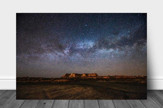 Celestial metal print on aluminum of the Milky Way spanning the night sky over a mesa in the Arizona desert by Sean Ramsey of Southern Plains Photography.