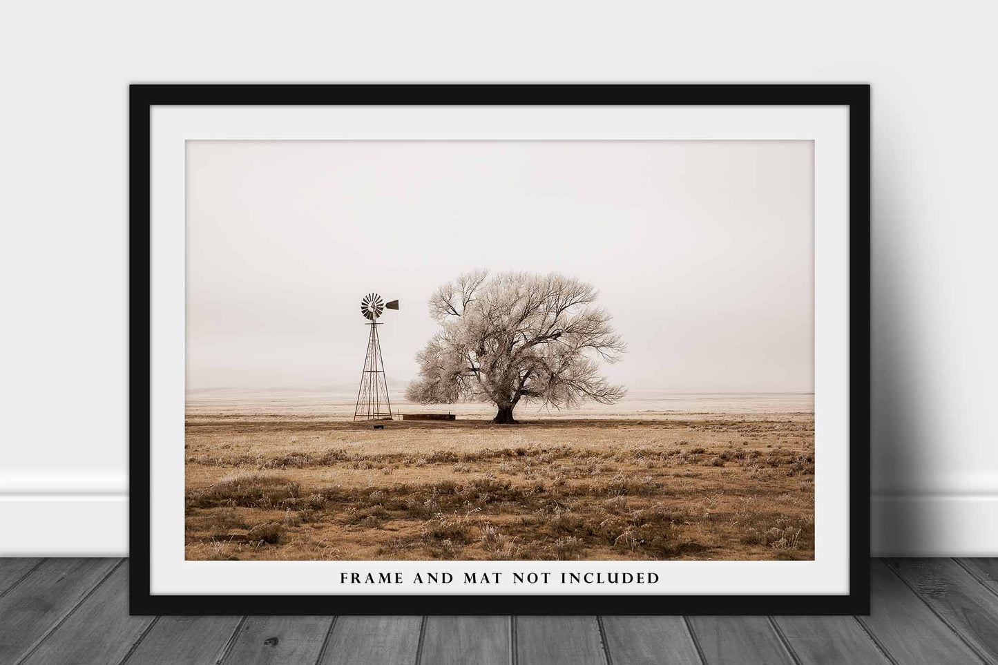 Country Photography Print | Windmill and Tree Picture | New Mexico Wall Art | Sepia Photo | Farmhouse Decor | Not Framed
