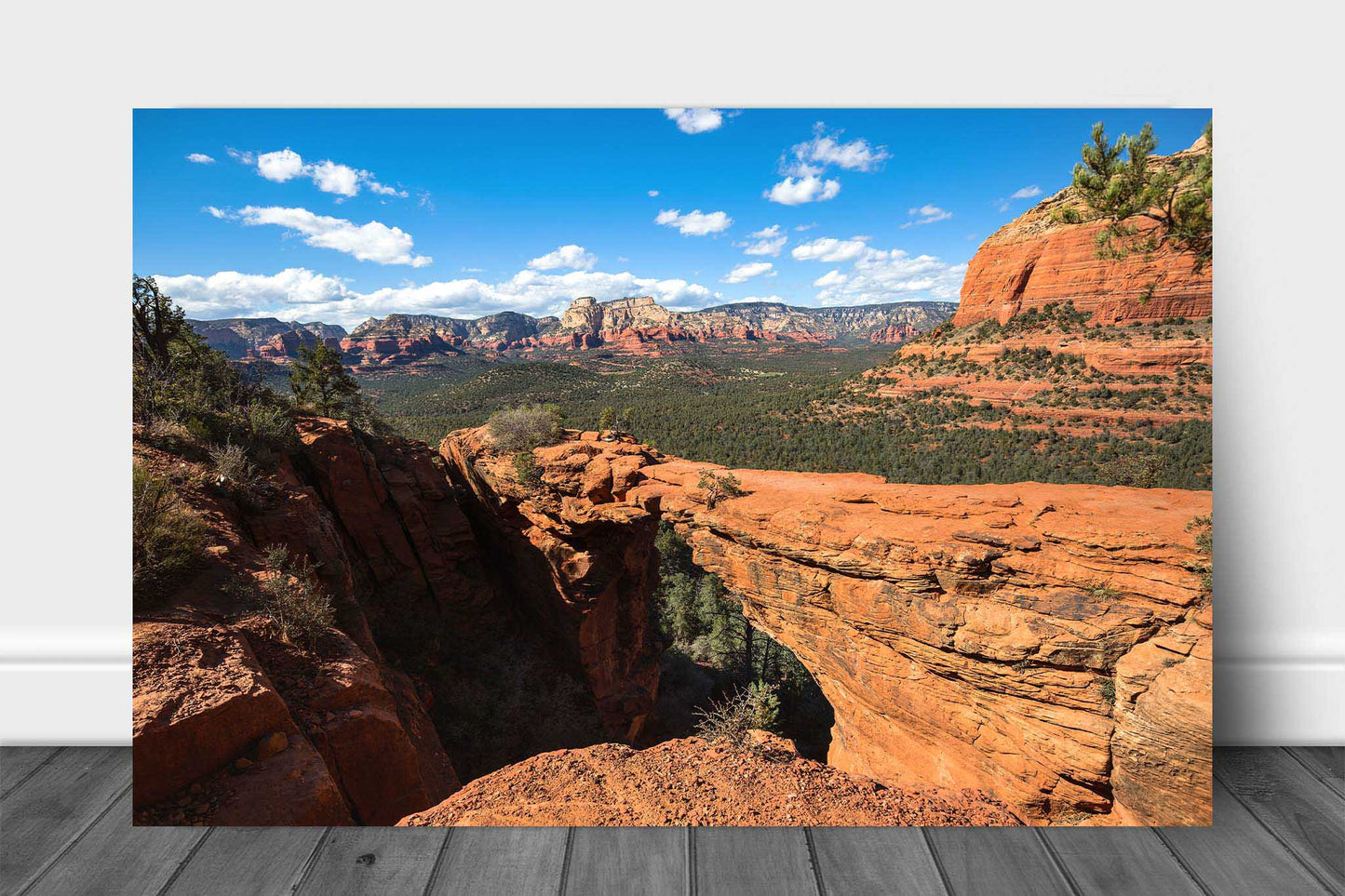 Desert landscape metal print of Devils Bridge on a beautiful day in the Coconino National Forest near Sedona, Arizona by Sean Ramsey of Southern Plains Photography. 
