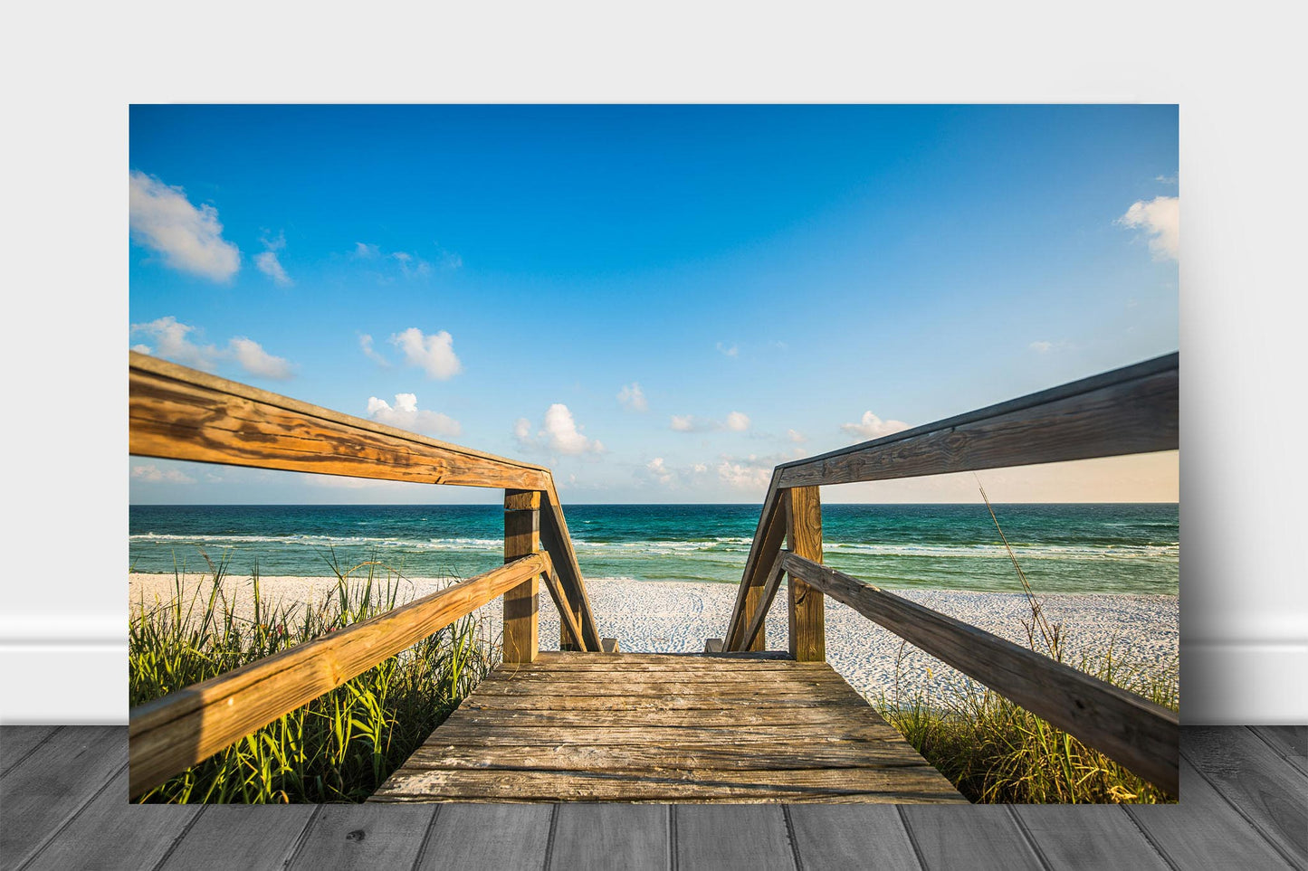 Coastal metal print on aluminum of a sandy boardwalk leading to the emerald waters of the Gulf Coast near Destin, Florida by Sean Ramsey of Southern Plains Photography.