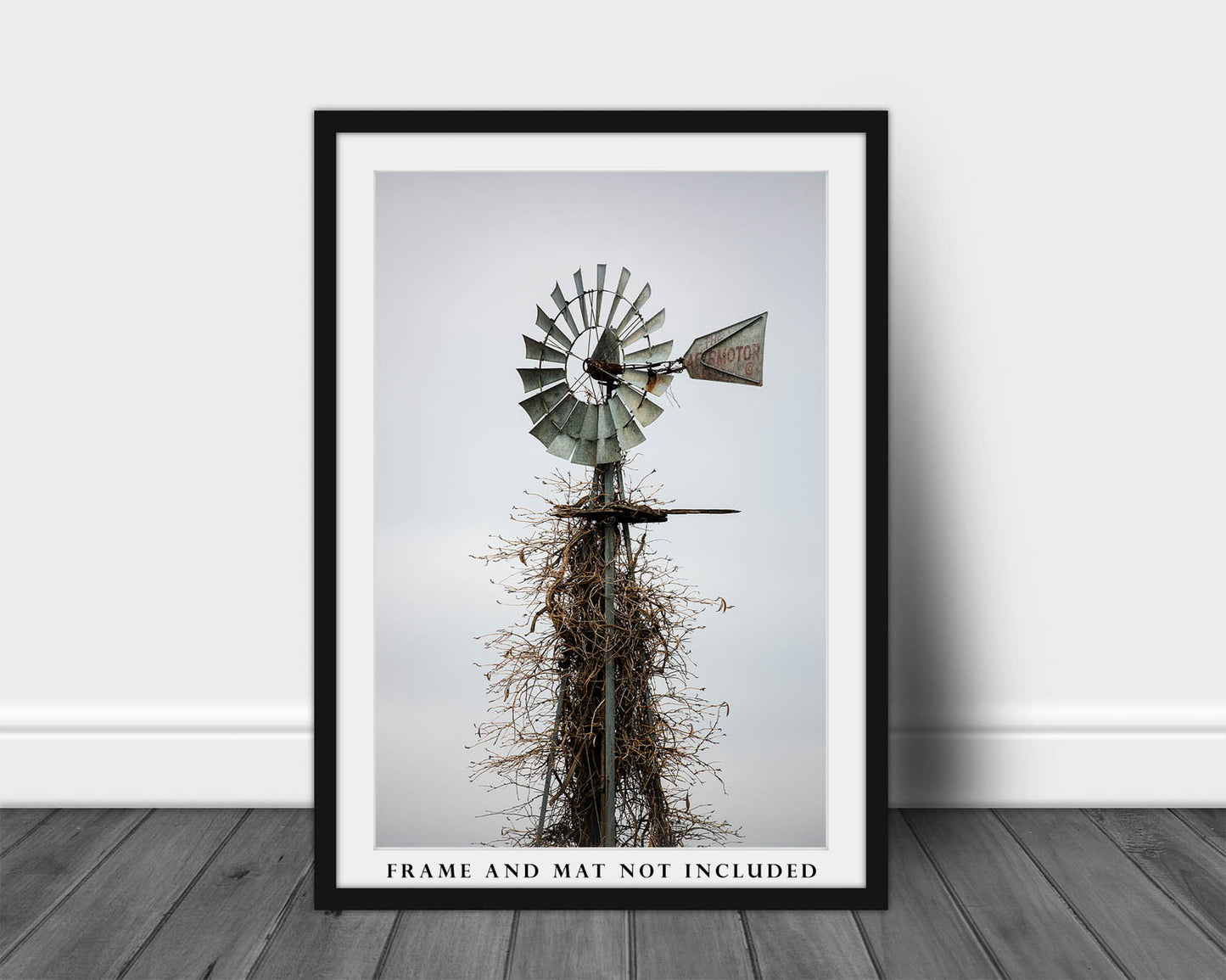 Country Photography Print (Not Framed) Vertical Picture of Old Windmill Covered in Vines in Oklahoma Farm Wall Art Farmhouse Decor