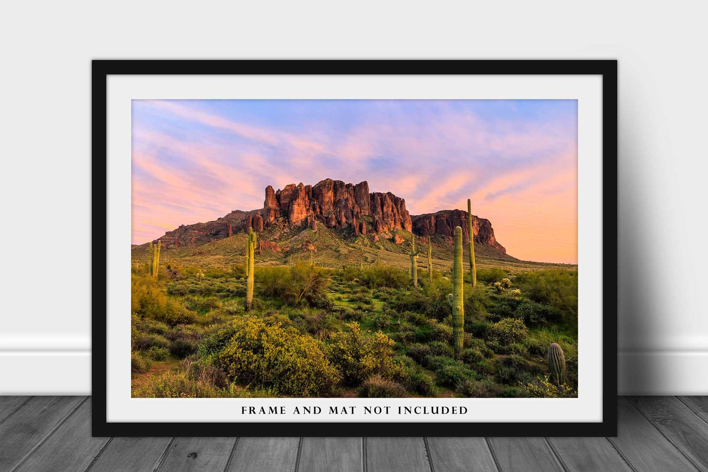 Sonoran Desert Photography Print (Not Framed) Picture of Superstition Mountains with Saguaro at Sunset in Arizona Western Wall Art Southwestern Decor
