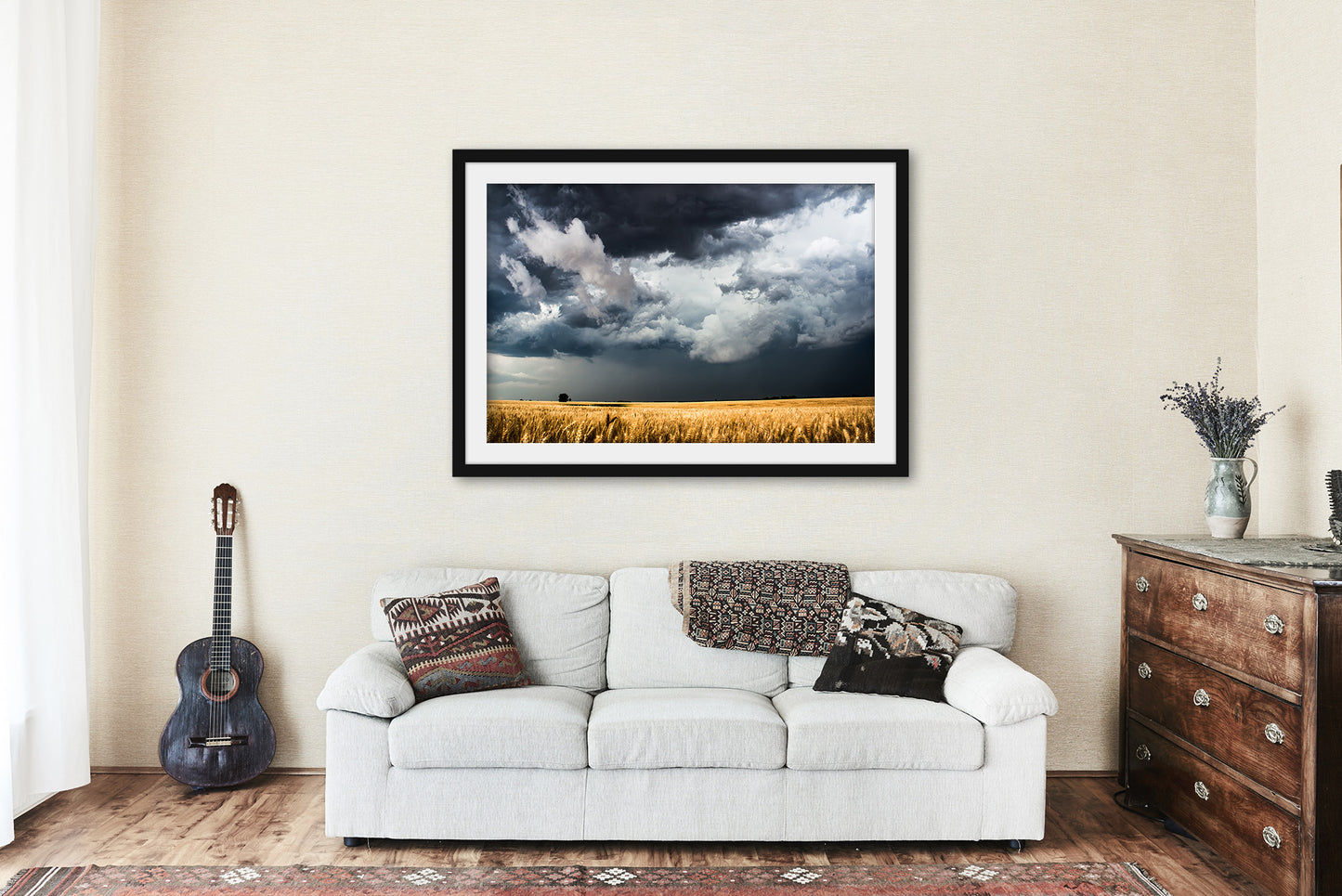 Storm Clouds Framed and Matted Print | Wheat Field Photo | Kansas Decor | Country Photography | Farmhouse Wall Art | Ready to Hang
