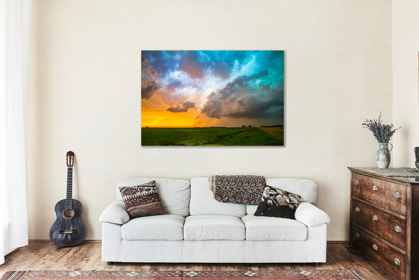 Storm Canvas | Colorful Storm Clouds Gallery Wrap | Thunderstorm Photography | Kansas Wall Art | Great Plains Decor | Ready to Hang