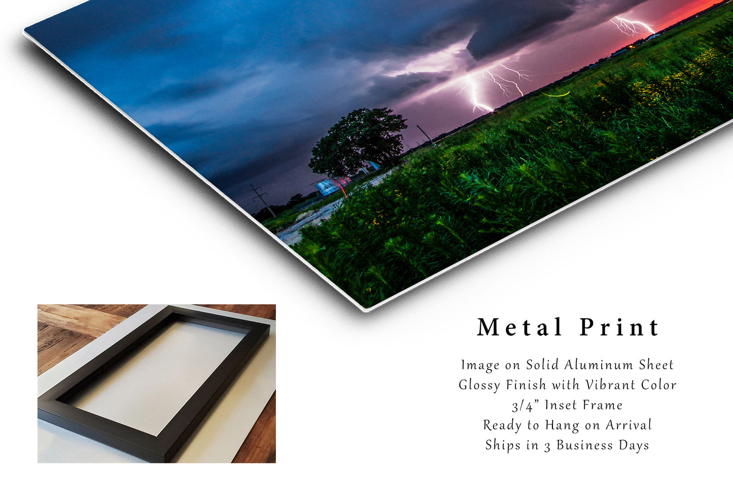 Storm Metal Print | Lightning Photography | Firefly Wall Art | Oklahoma Photo | Thunderstorm Decor | Ready to Hang