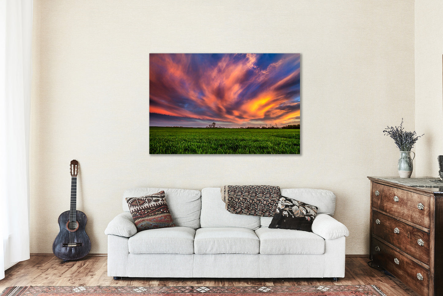 Colorful Clouds at Sunset Metal Print | Scenic Sky Photography | Oklahoma Wall Art | Great Plains Photo | Nature Decor | Ready to Hang