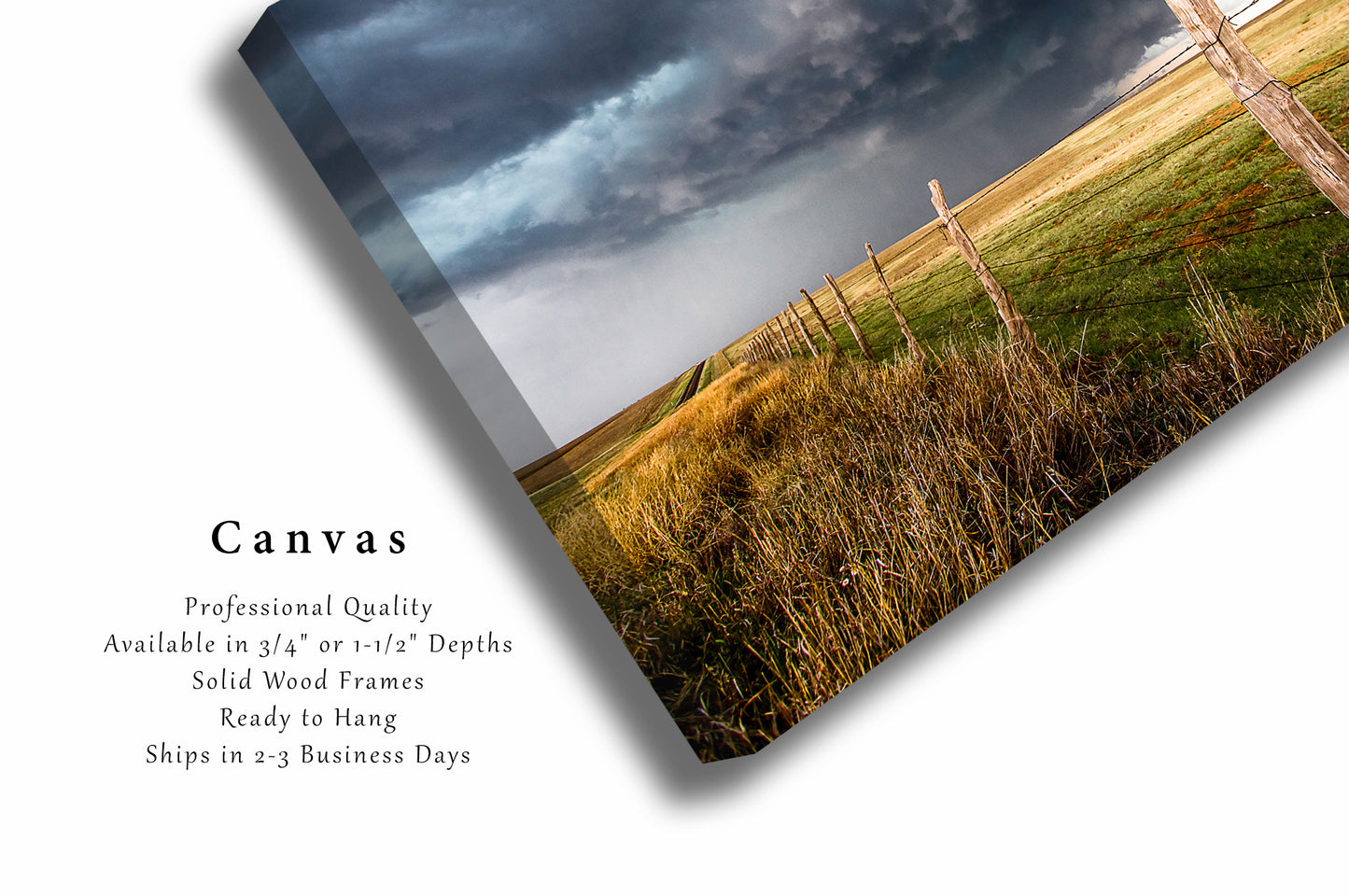 Canvas Wall Art | Storm Over Barbed Wire Fence Picture | Thunderstorm Gallery Wrap | Texas Photography | Country Decor