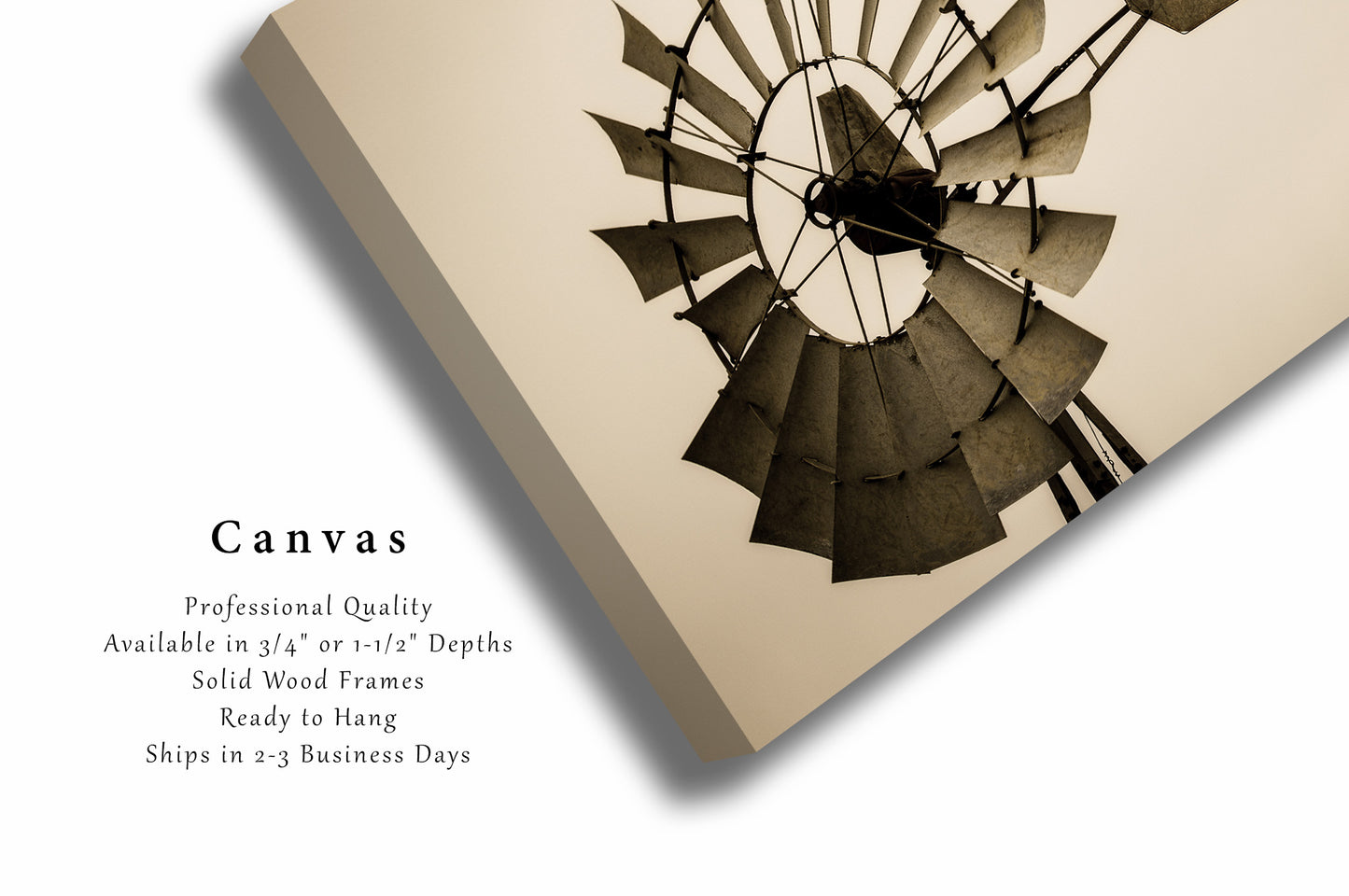 Windmill Canvas | Country Gallery Wrap | Iowa Photography | Sepia Wall Art | Farmhouse Decor | Ready to Hang