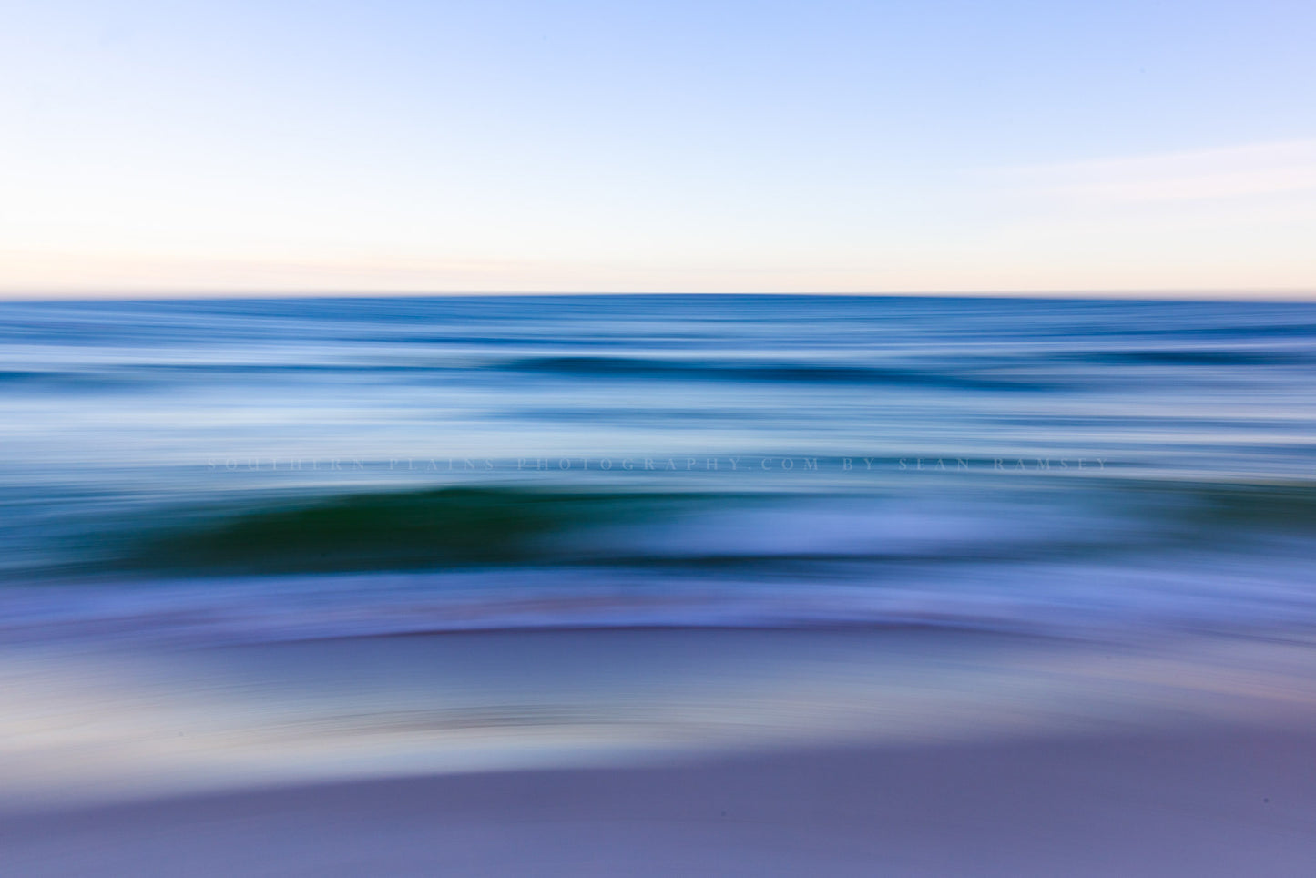 Abstract photography print of water and sky along a beach at Orange Beach, Alabama by Sean Ramsey of Southern Plains Photography.