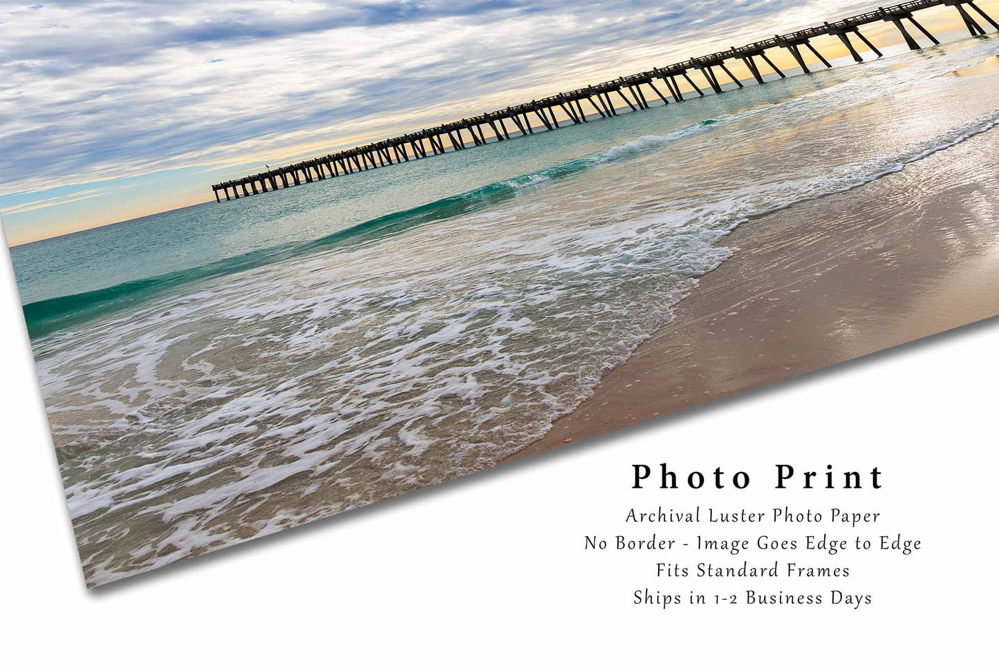 Pensacola Beach Pier Photography Print | Florida Gulf Coast Emerald Seascape Coastal Ocean Wall Art Decor | Unframed
