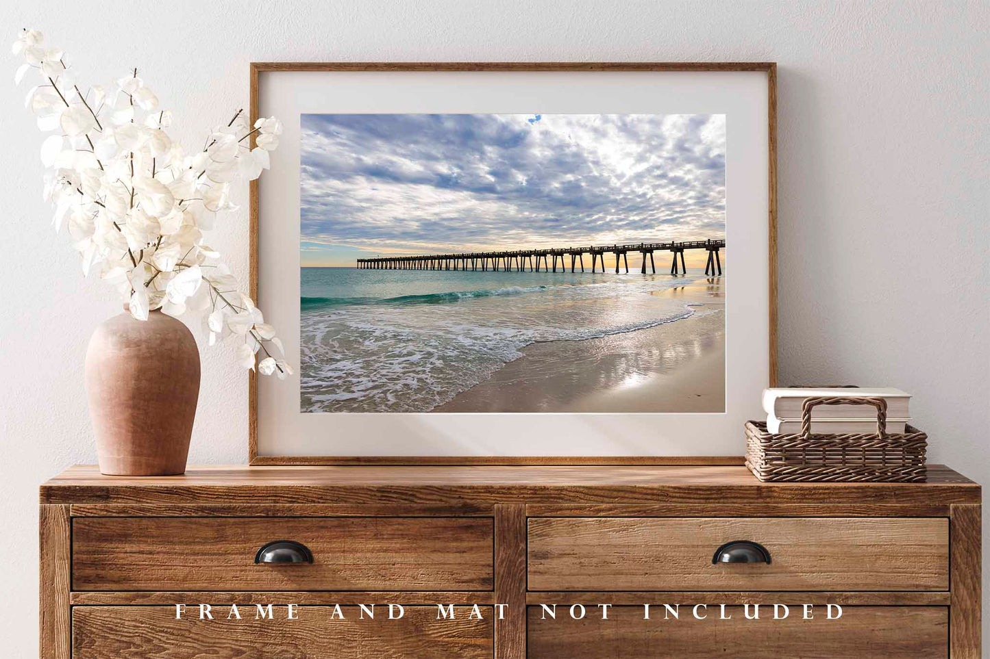 Pensacola Beach Pier Photography Print | Florida Gulf Coast Emerald Seascape Coastal Ocean Wall Art Decor | Unframed