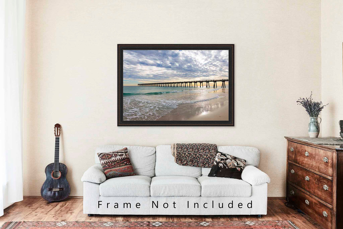 Pensacola Beach Pier Photography Print | Florida Gulf Coast Emerald Seascape Coastal Ocean Wall Art Decor | Unframed