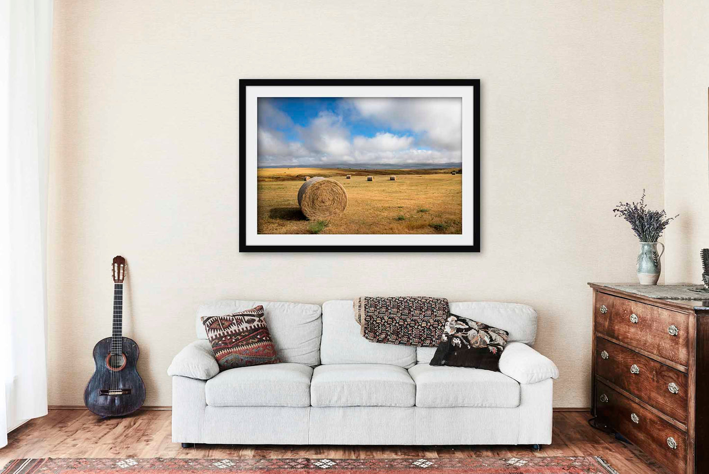 Round Hay Bale Framed and Matted Print | Northern Plains Photo | Farm and Country Decor | South Dakota Landscape Photography | Farmhouse Wall Art | Ready to Hang