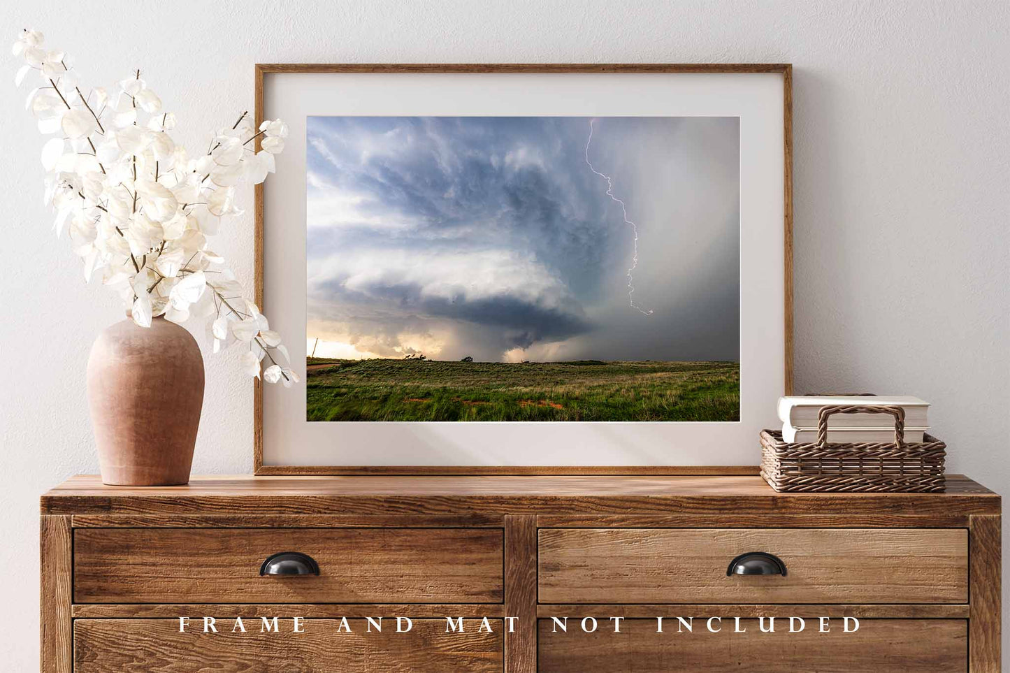 Storm Photography Print | Supercell Thunderstorm with Lightning Picture | Stormy Weather Wall Art | Oklahoma Sky Photo | Nature Decor | Not Framed