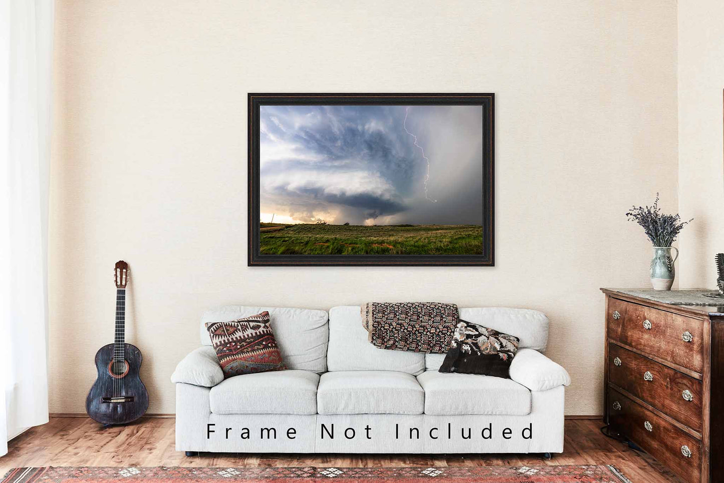 Storm Photography Print | Supercell Thunderstorm with Lightning Picture | Stormy Weather Wall Art | Oklahoma Sky Photo | Nature Decor | Not Framed