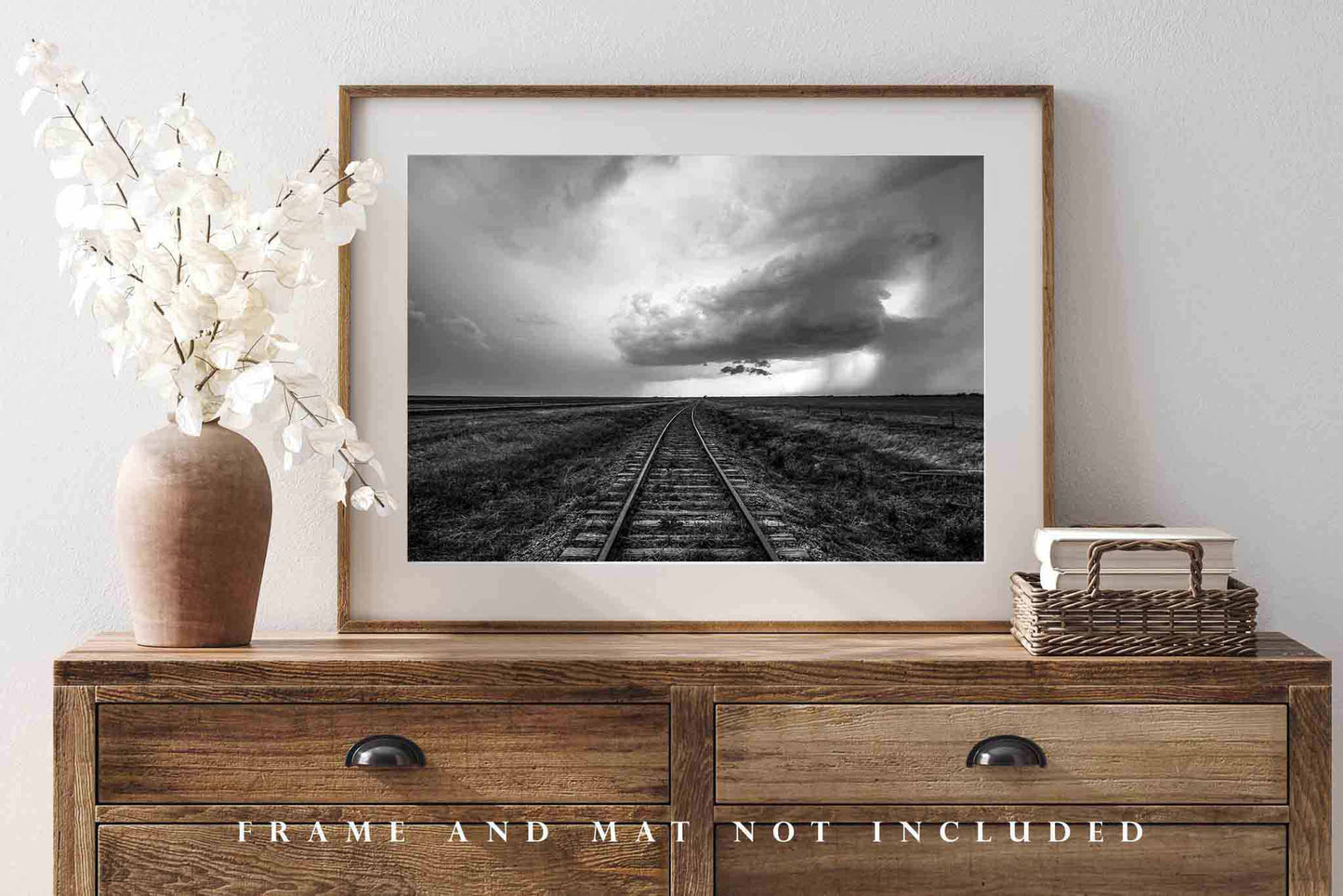 Storm Photography Print | Wanderlust Picture | Kansas Wall Art | Train Tracks Photo | Railroad Decor | Not Framed