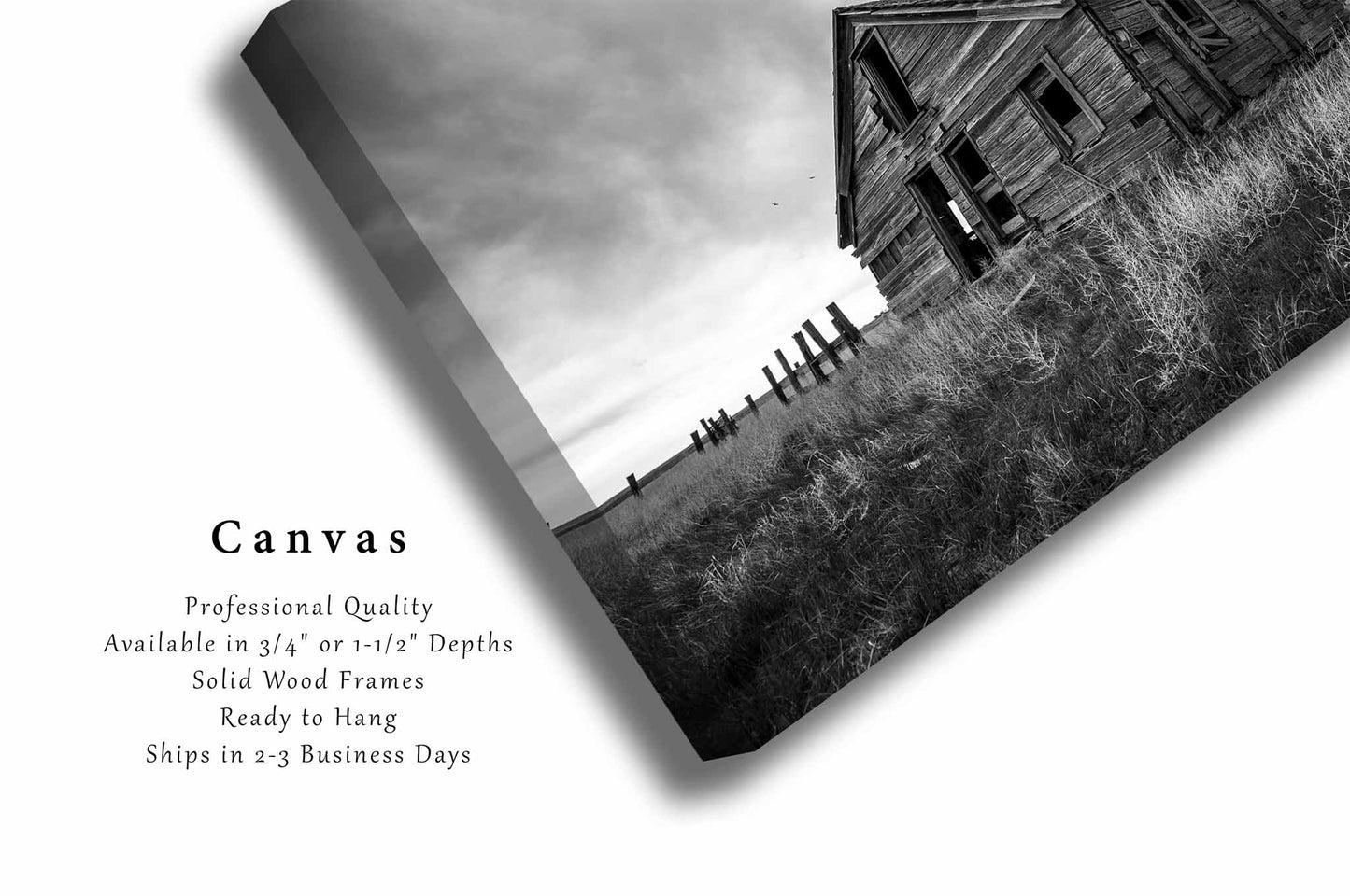 Abandoned House Canvas | Rustic Homestead Gallery Wrap | Black and White Photography | Colorado Wall Art | Great Plains Decor | Ready to Hang