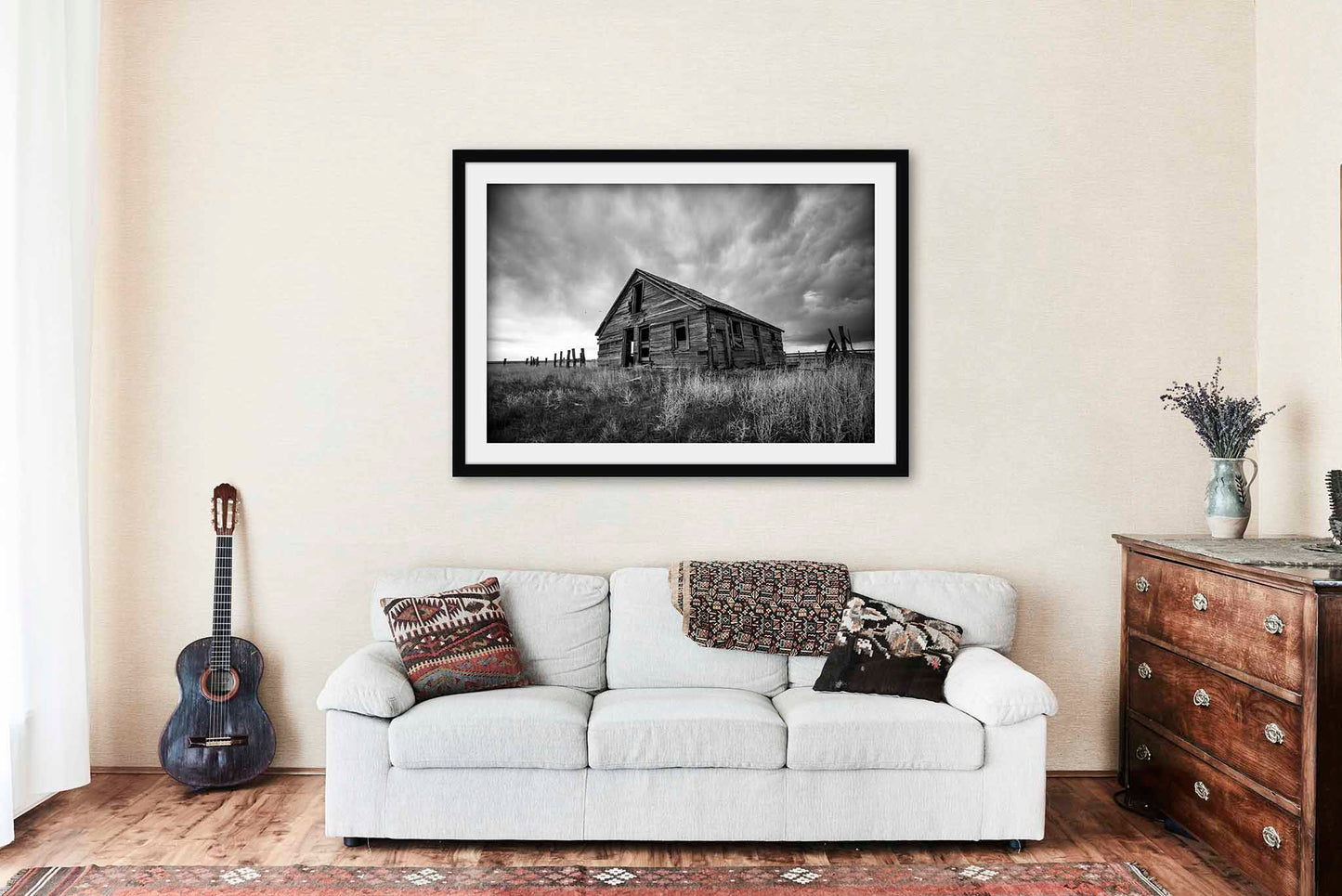 Abandoned House Framed and Matted Print | Rustic Homestead Photo | Black and White Decor | Colorado Photography | Great Plains Wall Art | Ready to Hang
