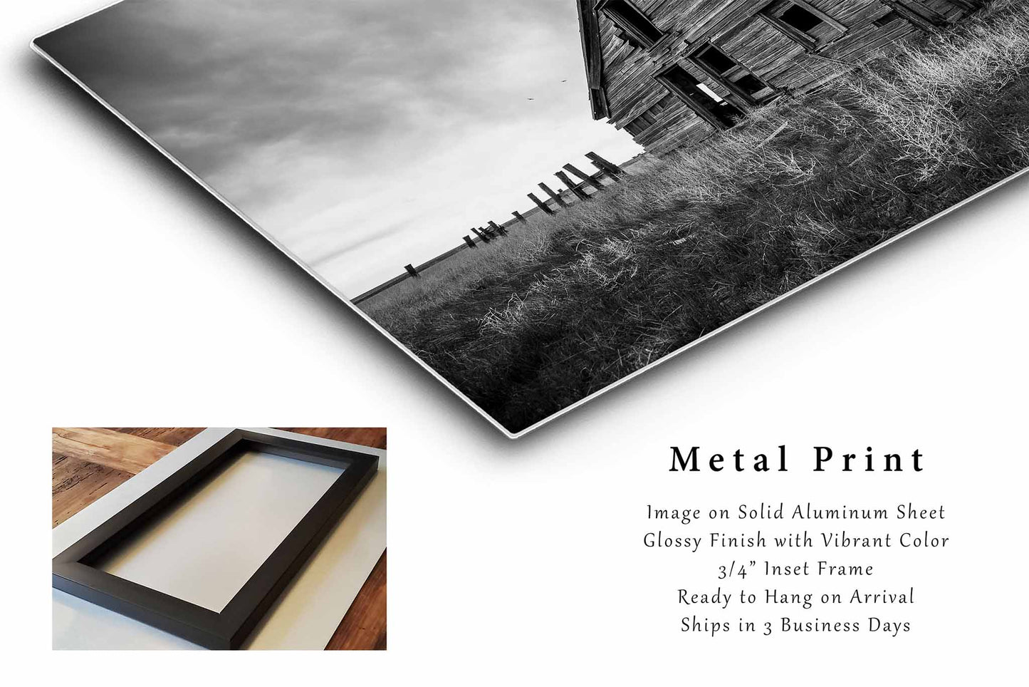Abandoned House Metal Print | Rustic Homestead Photography | Black and White Wall Art | Colorado Photo | Great Plains Decor | Ready to Hang