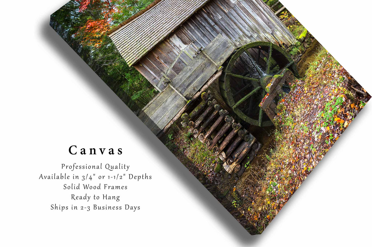 Old Mill Canvas | Vertical Country Rustic Gallery Wrap | Cades Cove Photography | Tennessee Wall Art | Great Smoky Mountains Decor | Ready to Hang