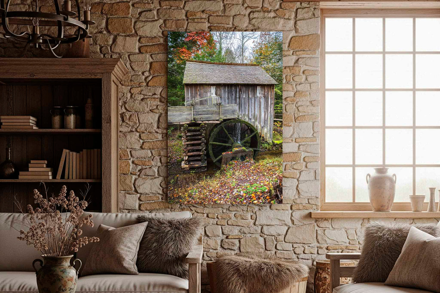 Old Mill Canvas | Vertical Country Rustic Gallery Wrap | Cades Cove Photography | Tennessee Wall Art | Great Smoky Mountains Decor | Ready to Hang
