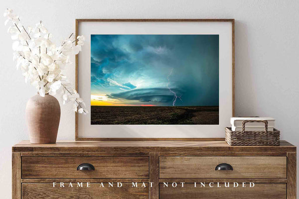 Storm Photo Print | Supercell Thunderstorm and Lightning Picture | Kansas Wall Art | Sky Photography | Nature Decor