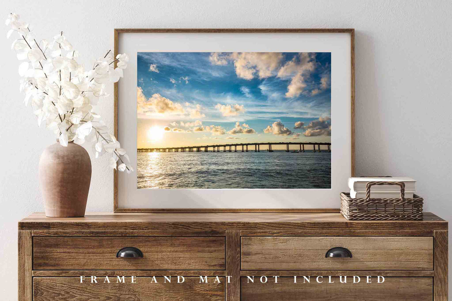 Coastal Photography Print (Not Framed) Picture of Destin Bridge at Sunset in Florida Seascape Wall Art Gulf Coast Decor