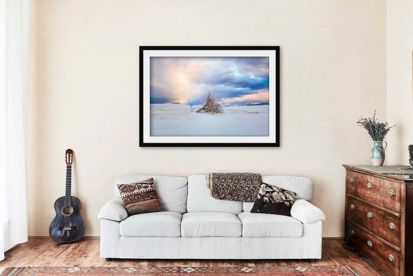 White Sands National Park Framed and Matted Print | Desert Southwest Photo | Tree Decor | New Mexico Landscape Photography | Nature Wall Art | Ready to Hang