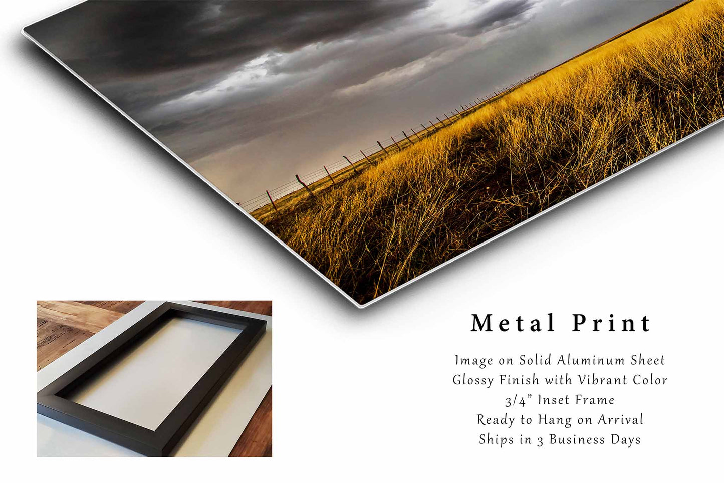 Thunderstorm Metal Print | Prairie Grass Photography | Storm Wall Art | Oklahoma Landscape Photo | Great Plains Decor | Ready to Hang